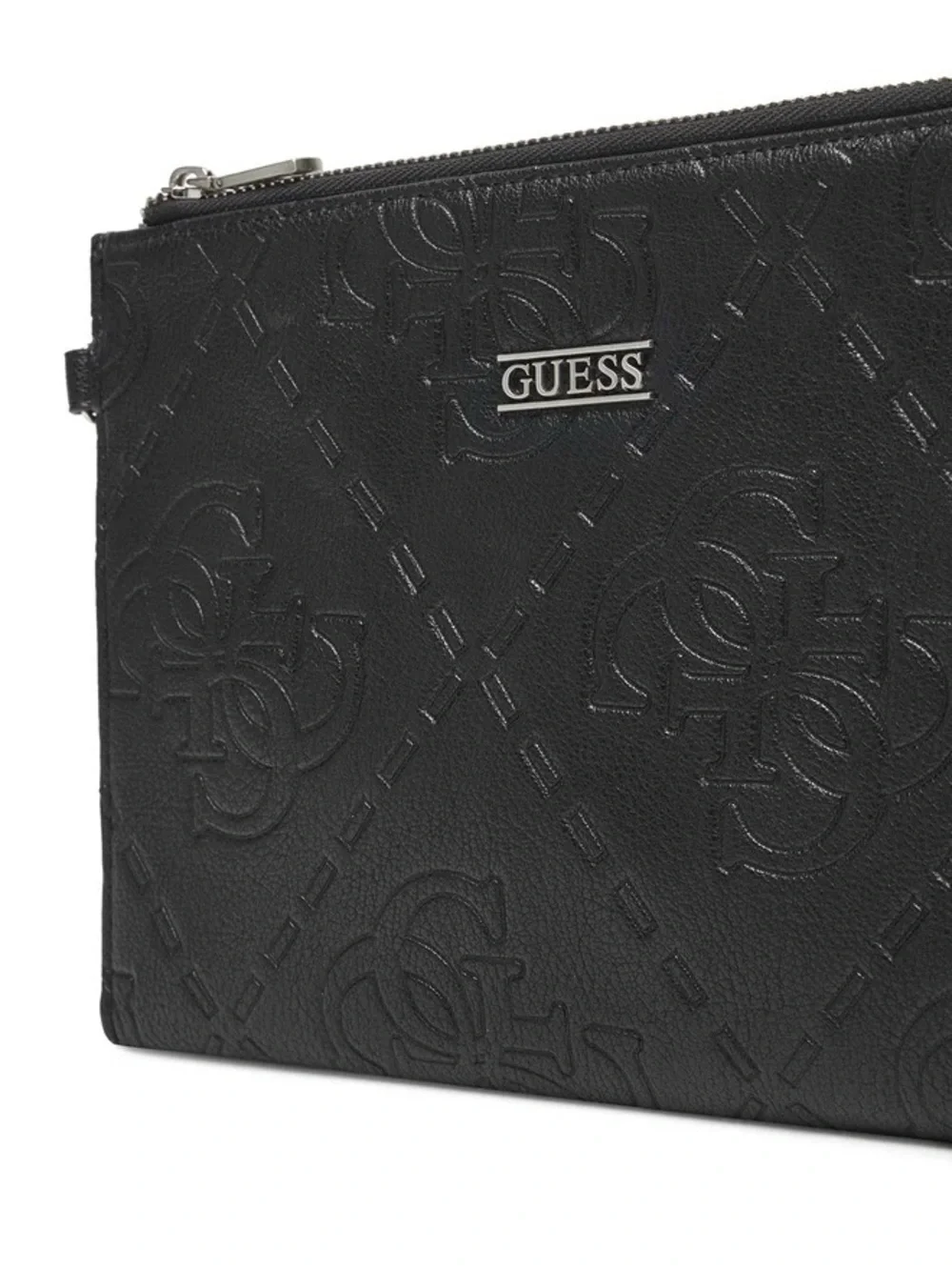 New Guess Black Embossed Logo Wristlet